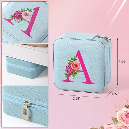 Vista 4 de Parima Joyero de viaje para joyería, regalo del día de San Valentín para ella, esposa, novia, hija, regalos personalizados, organizador de joyas