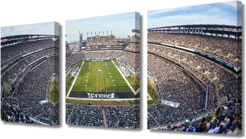 Vista 74 de TUMOVO MetLife Stadium - Decoración de pared de Nueva York, 3 piezas, lienzo, arte de pared para decoración del hogar, juegos de fútbol americano