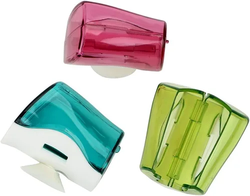 Vista 7 de Estuche para cepillos de dientes con ventosa, 3 piezas de soporte para cepillos de dientes de pared con funda, soporte para cepillos de dientes