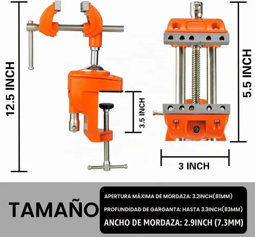 Vista 2 de MAXMAN Tornillo de banco de abrazadera con poste universal, tornillo de banco de carpintería, acero fundido resistente de 360°, tornillo