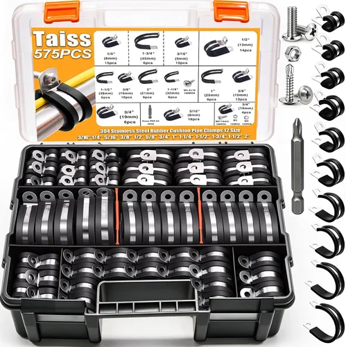 Vista 11 de Taiss 40 piezas de abrazaderas de cable de 3/4 pulgada, abrazaderas de alambre aisladas de goma de acero inoxidable 304, abrazaderas en bucle