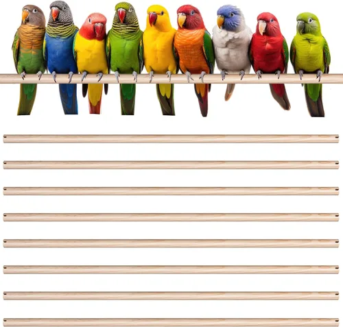 Vista 8 de Sintuff 8 perchas para pájaros para accesorios de jaulas, varillas de madera de repuesto con ranuras de doble cabeza, soporte de madera natural