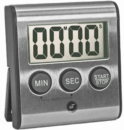 Vista 4 de Elegante temporizador digital de cocina – Modelo de acero inoxidable eT-23, parte trasera magnética súper fuerte, alarma fuerte, pantalla grande