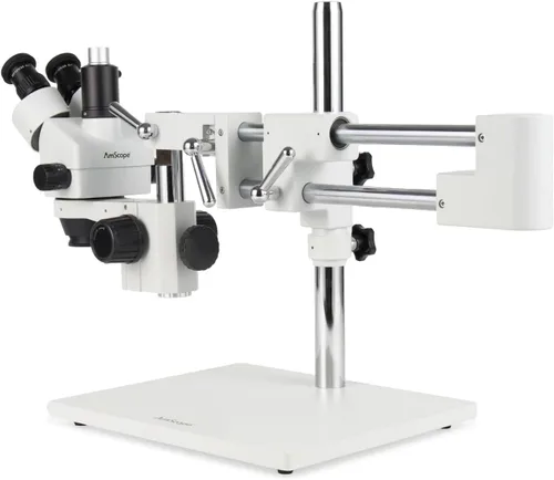 Vista 2 de AmScope Microscopio profesional trinocular con zoom estéreo SM-4TZ-144A, unidades de visualización WH10x, aumento de 3,5X-90X, objetivo con zoom