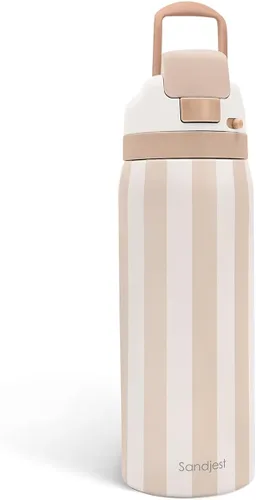 Vista 49 de Botella de agua de acero inoxidable con bandera estadounidense, aislada al vacío, tapa de botón, 32 onzas, regalos para patriota 4 de julio