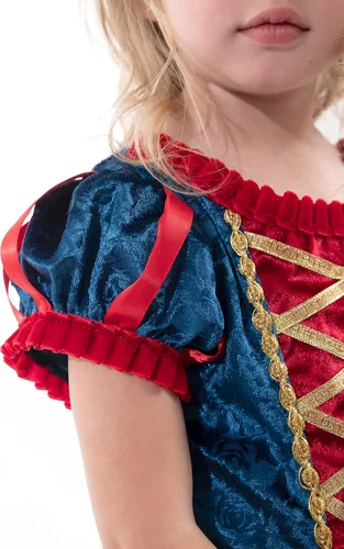 Vista 4 de Little Adventures Vestido de fiesta de princesa blanco nieve, lavable a máquina, disfraz de juego de simulación para niños, sin purpurina