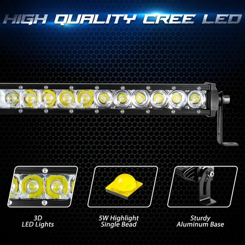 Vista 5 de Barra de luz LED de 36 pulgadas, 180 W, combo de inundación de una sola fila, lámpara antiniebla de conducción 3D, iluminación todoterreno, luces