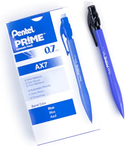 Vista 8 de Pentel Prime - Portaminas de 0.028 in, barril negro, caja de 12 (AX7A)