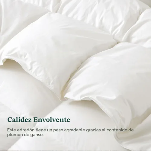 Vista 6 de Edredón de plumas orgánicas tamaño matrimonial 100% algodón, relleno de plumas de ganso y plumón de alta calidad, relleno de edredón independiente
