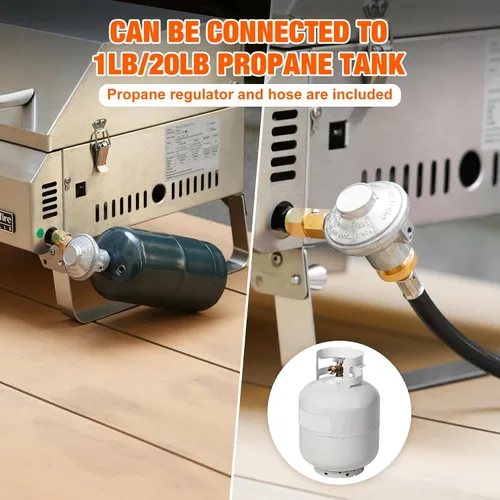 Vista 6 de ONLYFIRE GRILLS - Parrilla de mesa de gas con patas plegables, parrilla de gas propano portátil de 3 quemadores con tapa plana para cocinar al aire