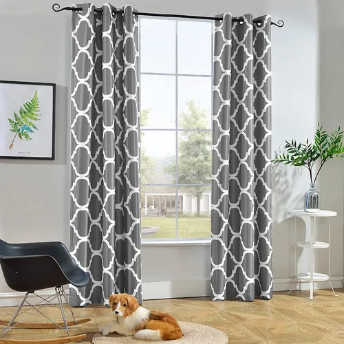 Vista 47 de Melodieux - Cortina opaca con aislamiento térmico y ojales, de estilo marroquí, 100 x 84 pulgadas, color gris (1 panel)