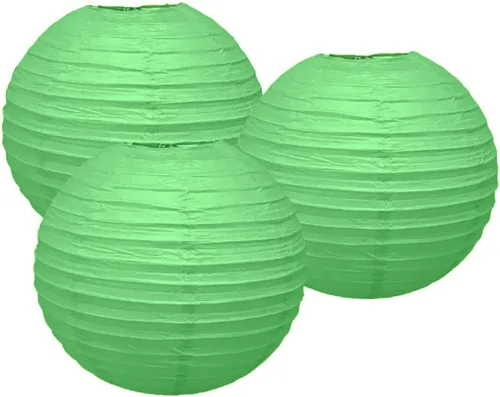 Vista 18 de Paquete de 3 linternas redondas de papel para decoración de boda y fiesta de cumpleaños (azul bebé, 4 pulgadas/3.9 in)
