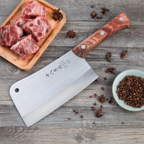 Vista 8 de SHI BA ZI ZUO Cuchilla de Carnicero Pesada de Alta Resistencia para Picar Huesos, Cuchillo de Cocina Resistente