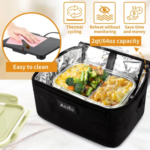 Vista 3 de Aotto Caja de Almuerzo Eléctrica Portátil con Horno - Calentador de Alimentos de 80W, Lonchera Calentada para Adultos, Trabajo, Viaje, Cocina
