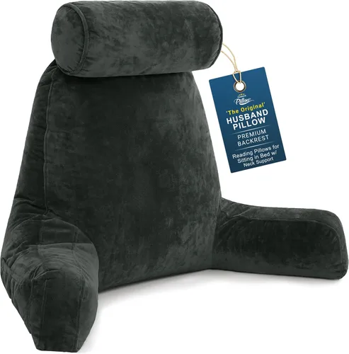 Vista 10 de Almohada Husband Mediana Negra, Respaldo para Niños, Adolescentes, Adultos Pequeños – Almohada de Lectura con Brazos, Altura Ajustable, Espuma