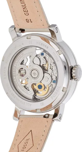 Vista 2 de Fossil me3069Original de la mujer Novio automática esqueleto reloj de acero inoxidable con banda de piel blanco