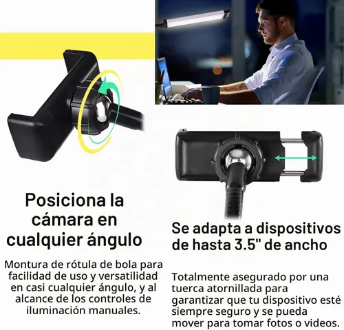 Vista 6 de CENOZ - Lámpara de pestañas para extensiones de pestañas, 5800 lúmenes, luz esteticista para extensiones de pestañas con soporte de trípode