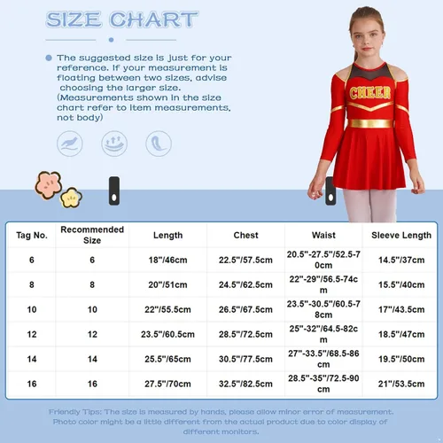 Vista 7 de Disfraz de uniforme de animadora para niñas, vestido de manga larga con pompones, vestido de 2 piezas para cosplay