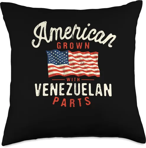 Vista 4 de Patriotism Race Venezuela American Flag American Grown with Venezuelan Parts - Almohada patriótica de nacionalidad, 16 x 16 pulgadas, multicolor