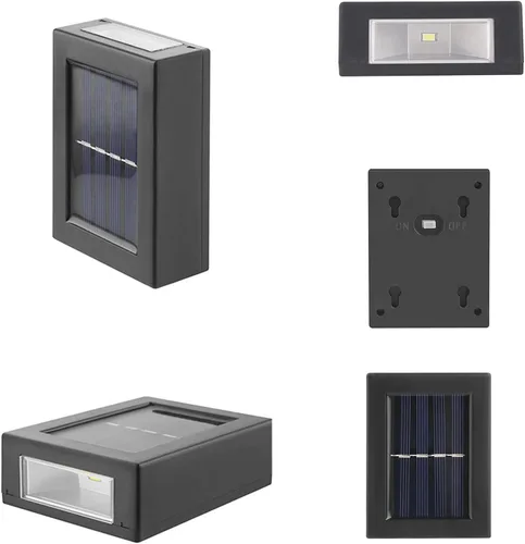 Vista 3 de 2 luces LED solares de pared arriba y abajo iluminan al aire libre sensor de luz solar lámpara IP65 impermeable moderno estilo nórdico decoración
