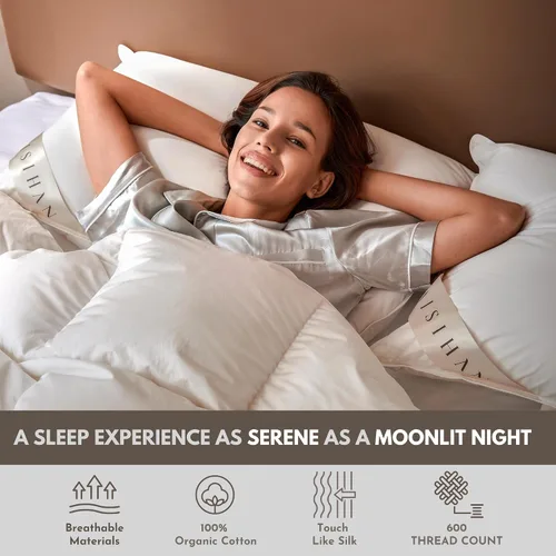 Vista 3 de OverCloud™ - Almohadas de plumón de ganso, almohada de plumón para dormir de lado, almohadas de cama Queen con más de 700 potencia de relleno, 100%