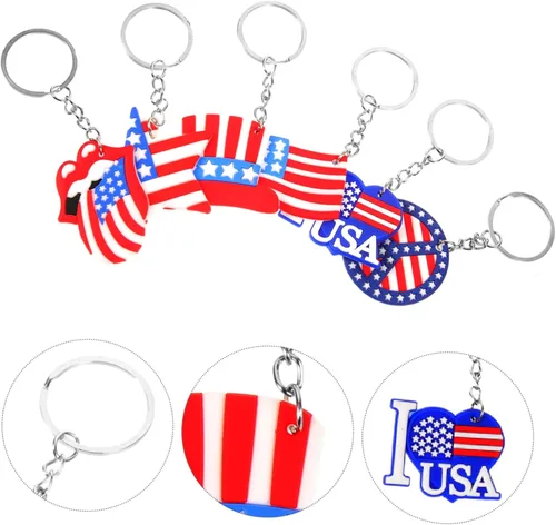 Vista 7 de CORHAD Bandera de Estados Unidos, 12 piezas, llavero para bolso, cartera, llavero, cartera, llavero, bolso, recuerdos, bandera de gel de sílice