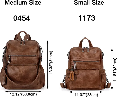 Vista 7 de UTO Mochila de cuero vegano para mujer, diseño de moda, convertible con borla, para viajes, con borla