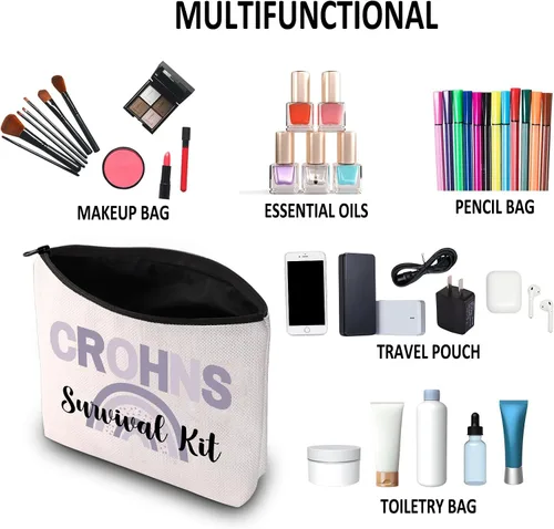 Vista 4 de G2TUP Crohns Disease Concientización Regalo Crohns Survival Kit Bolsa de Maquillaje Colitis Guerrero Bolsa Cosmética Regalo Enfermedad Crónica