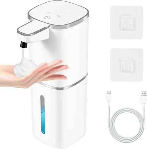 Vista 11 de Paquete de 2 dispensadores automáticos de jabón espumoso, dispensador de jabón sin contacto, dispensador inteligente recargable de 13.5 onzas