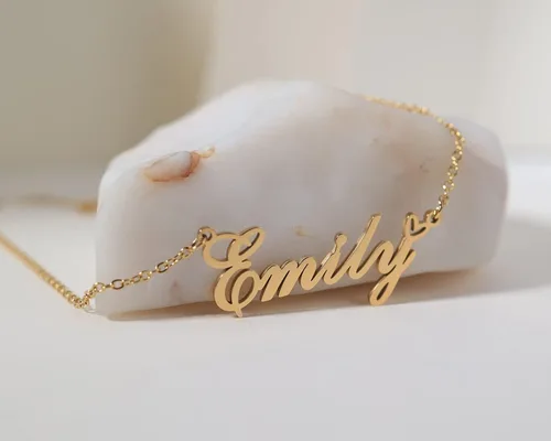 Vista 4 de Collares con nombre personalizado, chapados en oro de 18 quilates, lindo dije de corazón de amor para mujeres y niñas, regalo de Navidad, Metal