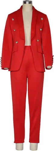 Vista 4 de Trajes de pantalones para mujer, 2 piezas, casual, talla grande, parte delantera abierta, conjunto de pantalón, traje de boda, graduación, trabajo