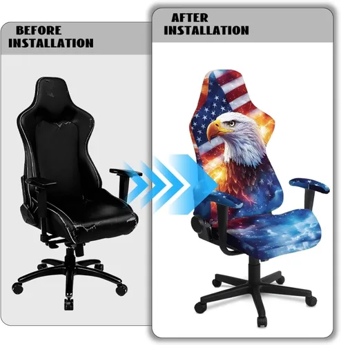 Vista 6 de Bald Eagle Gaming Protector for Students American Flag Stretchy Armrest Covers Patriotic Ergonomic Office Cover Dustproof Home & Dorm Room Decor