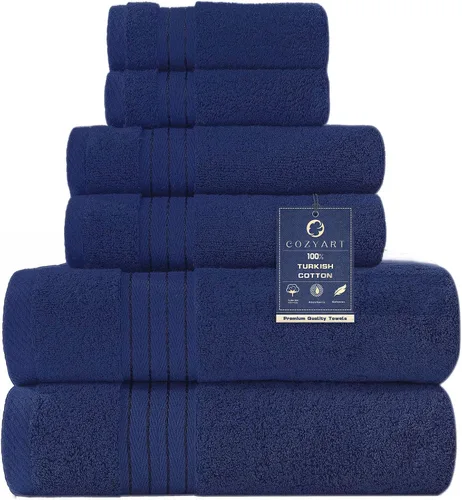Vista 66 de COZYART - Juego de 6 toallas de baño de algodón turco, color azul claro, suaves, altamente absorbentes y duraderas, 19.17 oz/yd², incluye 2 toallas