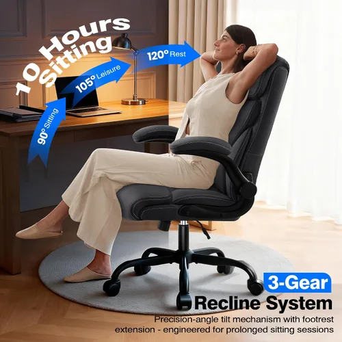 Vista 5 de AreShark Silla de oficina – Silla ejecutiva de escritorio cómoda transpirable con respaldo alto y soporte lumbar, silla ergonómica de cuero