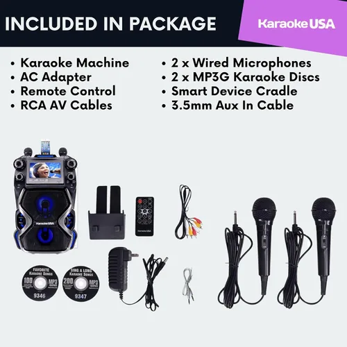 Vista 6 de Karaoke USA GF920 recargable portátil Bluetooth CDG-MP3G máquina de karaoke y sistema PA con 2 micrófonos