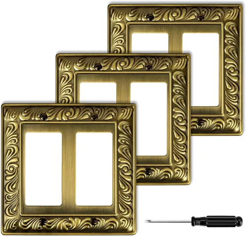 Vista 16 de Cubiertas Decorativas de Interruptor de Luz de Latón Antiguo Placas de Pared Placas de Interruptor Basculante Cubiertas de Enchufes