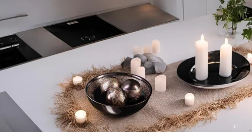Vista 5 de Creative Scents Dublin - Juego de cuenco decorativo marrón con orbes - Decoración de mesa de centro de mesa - Decoración de mesa auxiliar