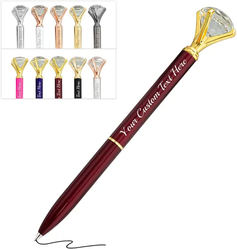 Vista 42 de Bolígrafos de diamante con cristal personalizado con nombre grabado a granel, bolígrafos de metal personalizados, bolígrafos de tinta negra, regalo