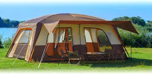 Vista 14 de KTT Extra Large Tent 12-14 Person,Family Cabin Tents,2 Rooms,Straight Wall,2 Doors 4 Windows with Mesh,Waterproof,Double Layer,Big Tent for