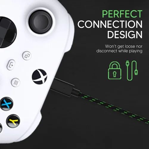 Vista 5 de TALK WORKS Xbox Controller Charger Cord for Series X - 10' Nylon Braided USB C Charging Cable, Compatible wAndroid Samsung Galaxy, PS5 (Pack of 2)