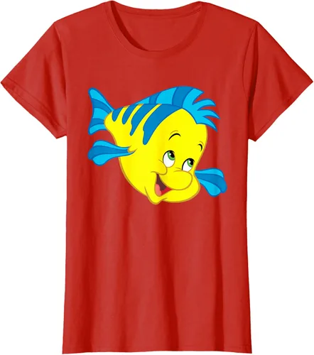 Vista 108 de Disney Camiseta de disfraz de cara grande de la Sirenita Flounder Sidekick