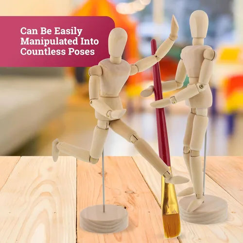 Vista 6 de US Art Supply® - Maniquí articulado de madera de 8 pulgadas para mujer, maniquí articulado con base y cuerpo flexible, perfecto para dibujar