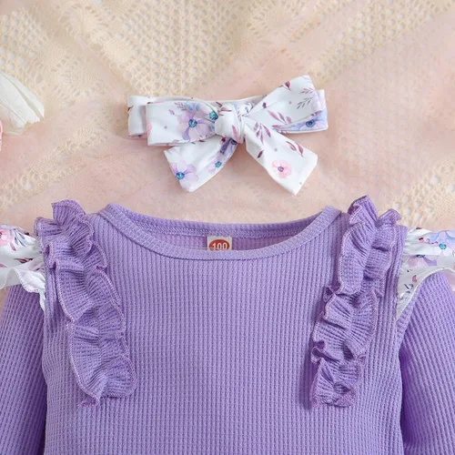 Vista 5 de Toddler Baby Girl Clothes Set Children's Clothing Autumn Baby Bow Set Sweet Beauty Baby Jumpsuit Crop Top And