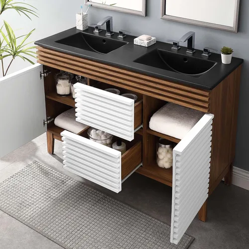 Vista 152 de Modway Render 23.5" tocador de baño en nogal (lavabo no incluido)