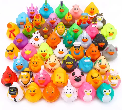 Vista 7 de 50 paquete de patos de goma para niños, juguetes de baño y patos para jeep para patear, patos de goma a granel para niños, accesorios para fiestas