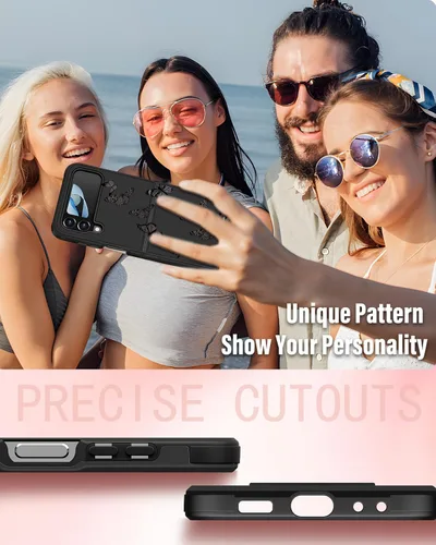 Vista 6 de Funermei para Samsung Galaxy Z Flip 4 Funda - Funda de Teléfono Bonita para Mujeres y Niñas con Mariposas Bonita Estética Femenina Diseño