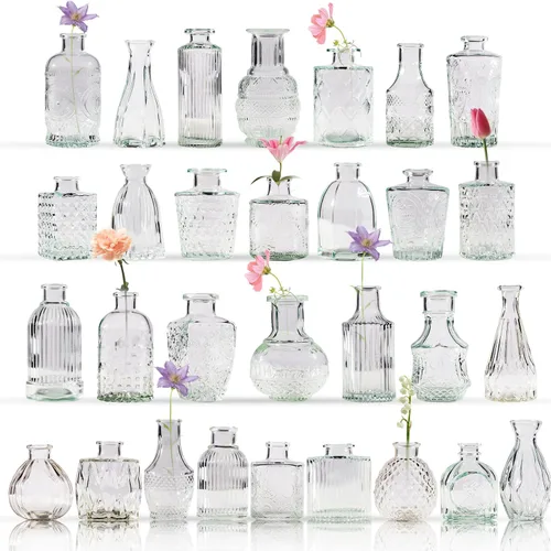 Vista 8 de Juego de 40 Piezas de Floreros Pequeños, Floreros para Centros de Mesa, Lindos Floreros de Cristal Pequeños al Por Mayor, Floreros Pequeños