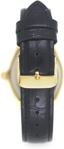 Vista 5 de Peugeot - Reloj chapado en oro de 14 quilates para mujer, bisel con tachuelas y correa de piel