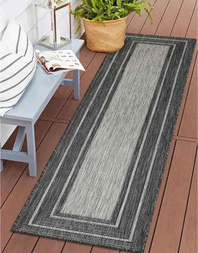 Vista 42 de Liora Manne Carmel - Alfombra tejida de perfil bajo de fácil cuidado para interiores y exteriores, color aguamarina, 6 pies 6 pulgadas x 9 pies 4