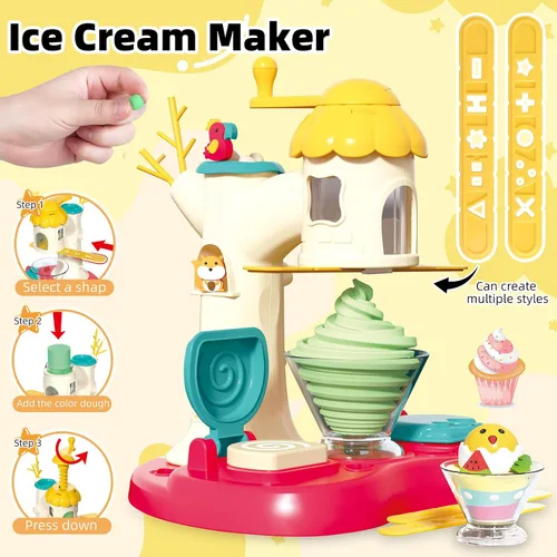 Vista 3 de Kaelinda 77 piezas 4 en 1 juegos de plastilina para niños de 2 a 4 a 8 años, kit de herramientas de accesorios de plastilina, helado, pastel